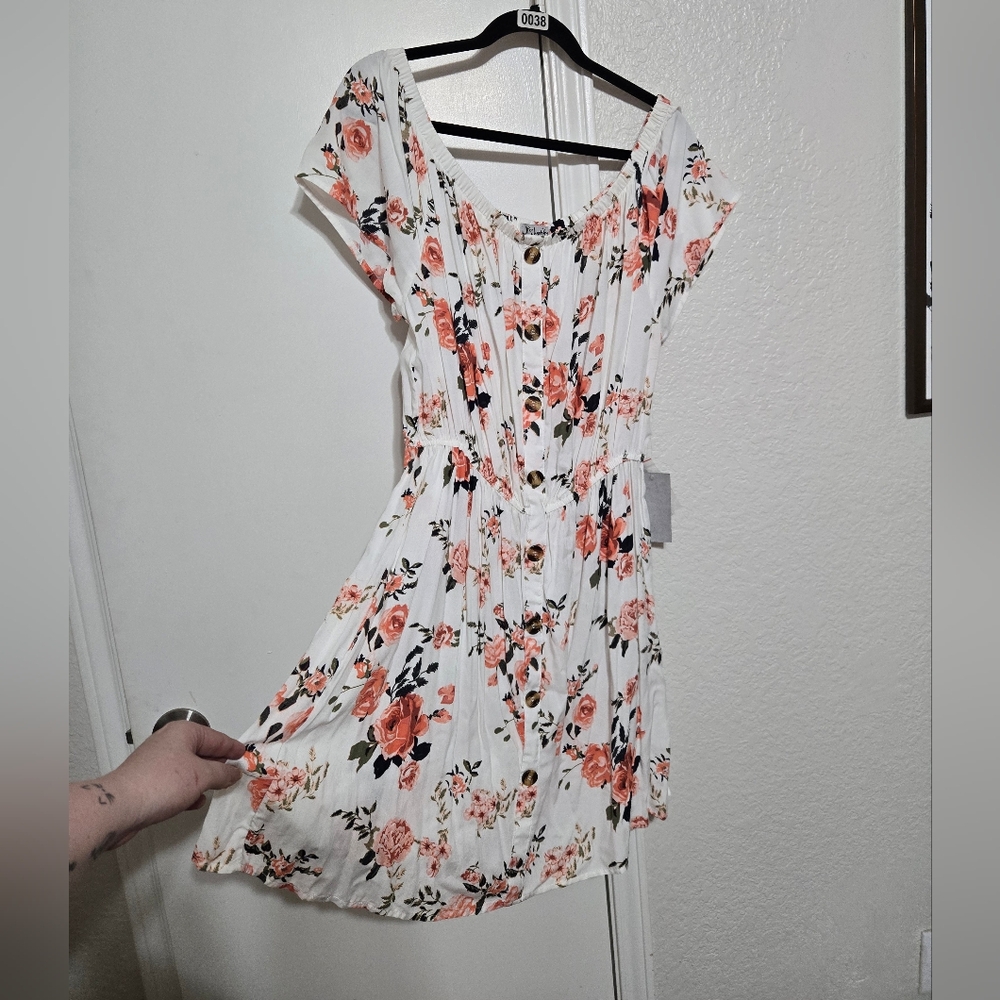 Floral White and Pink Dress